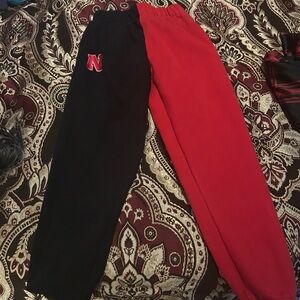 Womens Two-Tone Nebraska Sweatpants - Black and Red